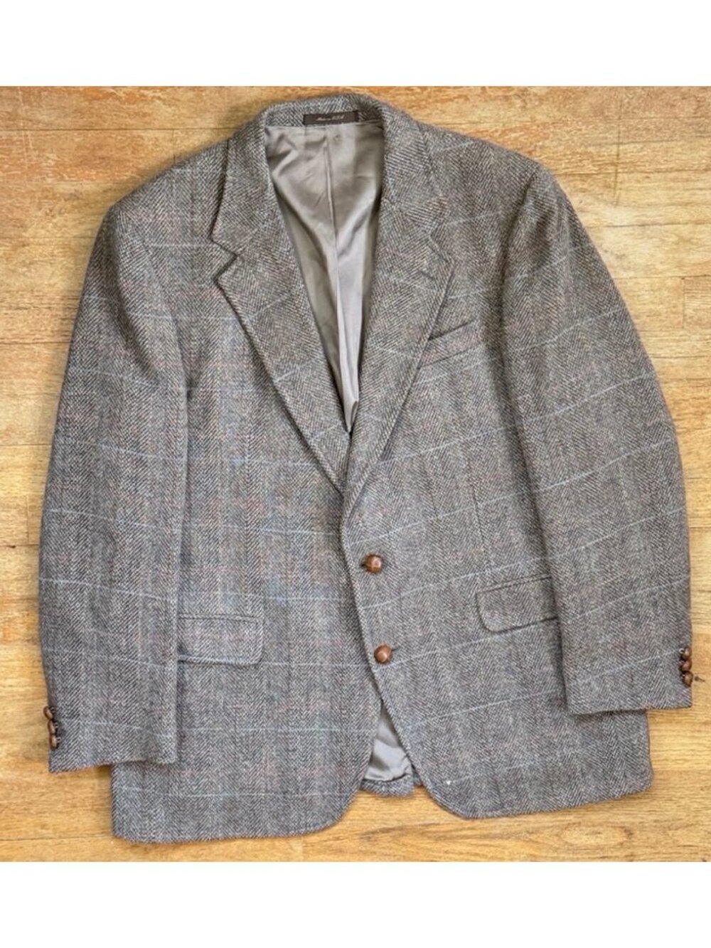 Vintage Mens Plaid Tweed Wool Blazer Size 40R 70s Stanley Blacker Sport Jacket